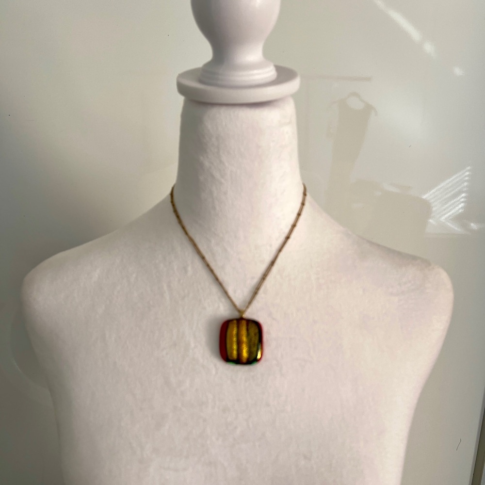 Glass multi-color necklace - Picture 2 of 6